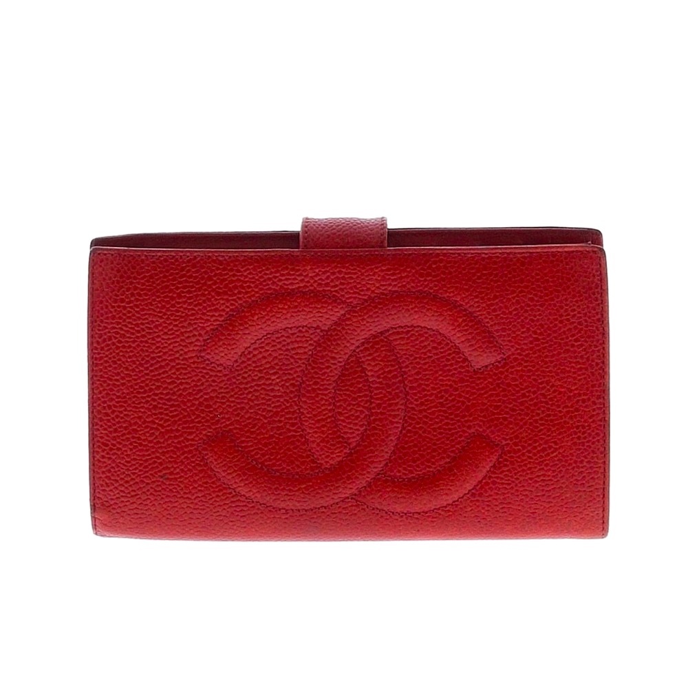 Chanel Red Caviar Leather Kiss-lock Wallet & COA - Picture 6 of 16
